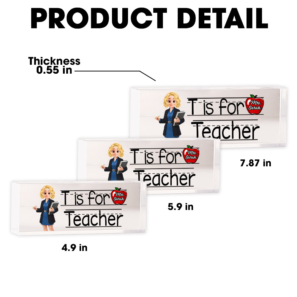 Teacher Personalized Acrylic Desk Name Plate Custom Your Title Gift For Teacher