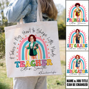 Personalized Teacher Tote Bag "It Takes a Big Heart", Custom Name, Teacher Appreciation Gift T1807