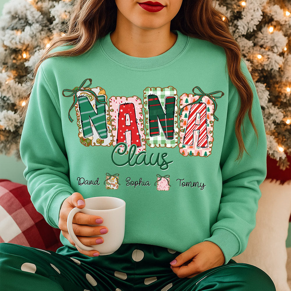 Gigi Claus Coquette Christmas Tree Custom Sweatshirt - Best Family Christmas Gift for Grandma