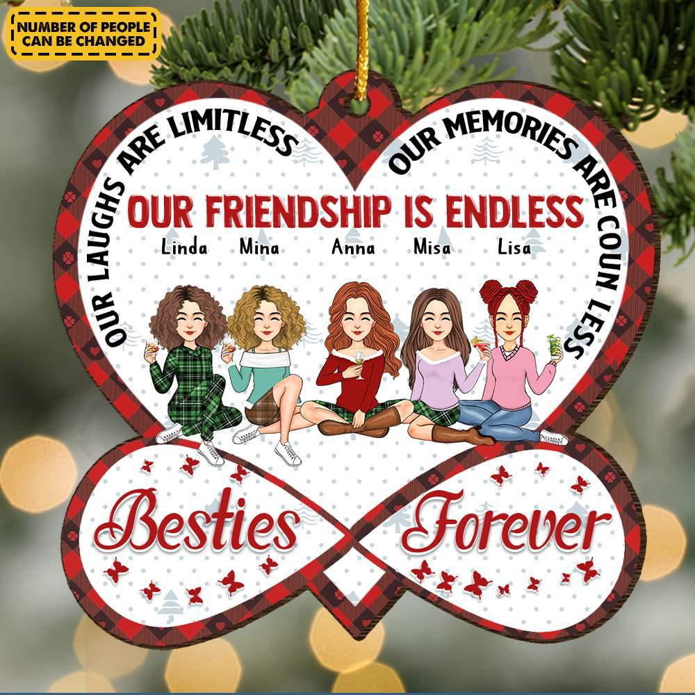 Our Friendship Is Endless Infinity Love - Personalized Wooden Ornament Gift For Besties