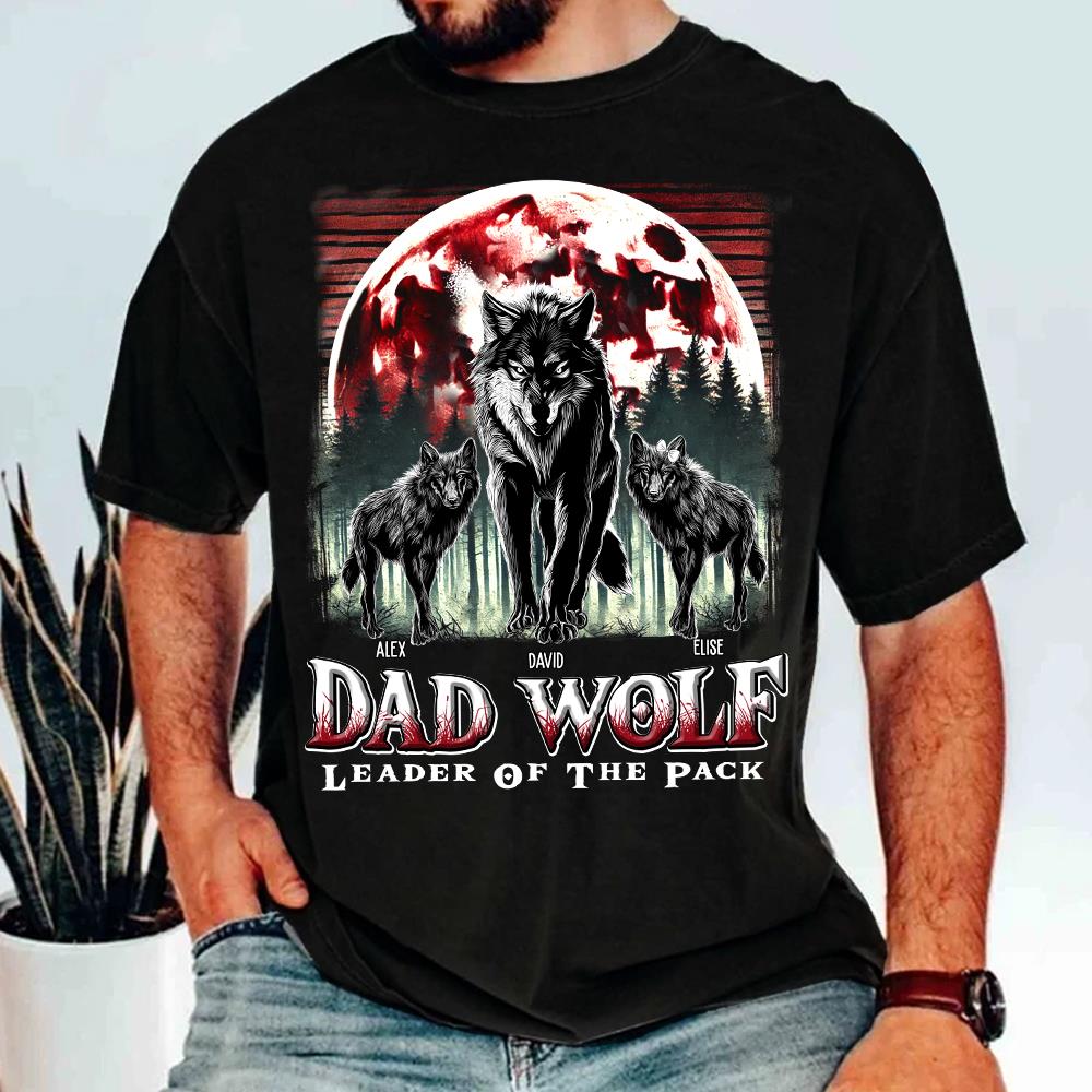 Wolf Dad Leader Of The Pack - Personalized Shirt For Dad