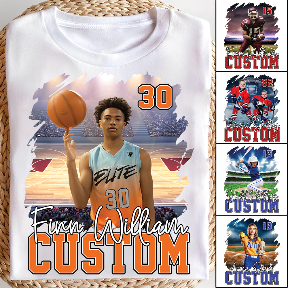 Custom Photo Basketball Player And Team Name Shirt - Personalized Photo Sports Shirt