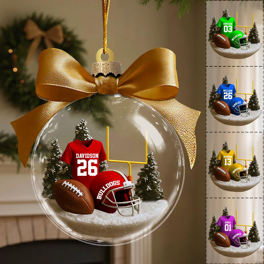 Football Season Is Coming - Personalized Football Transparent Flat Acrylic Ornament