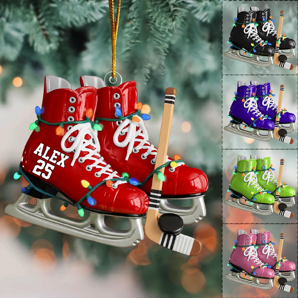 Ice Hockey Skates Ornament - Personalized Gifts For Ice Hockey Lovers