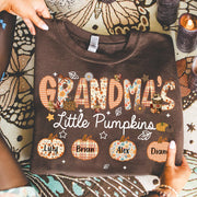 Grandma's Little Pumpkins Personalized Shirt - Custom Nickname Grandma Nana Mimi Shirt For Autumn, Fall Grandma Shirt With Grandkids Names, Fall Halloween