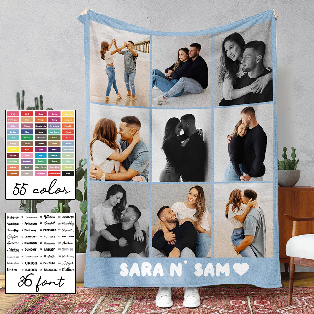 Personalized Photo Blanket, Photo Blanket with Text, Personalized Gift, Memorial Blanket, Anniversary Gift, Couples Gift, Gift for Her