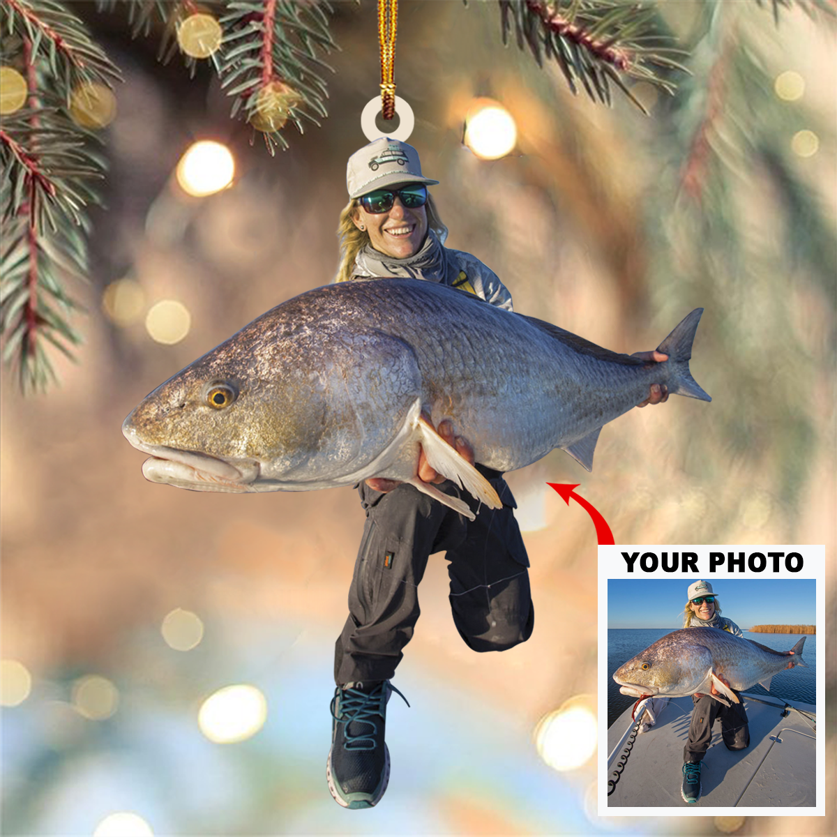 Custom Photo Fishing Master Ornament Gift For Fishing Lovers - Personalized Upload Photo Fisherman