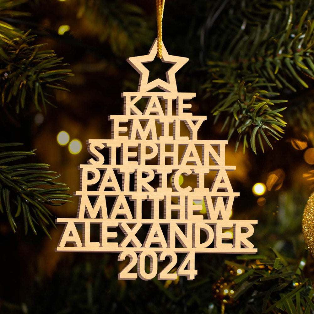 Family Christmas Tree - Family Personalized Custom Ornament - Wood Custom Shaped - Christmas Gift For Family Members