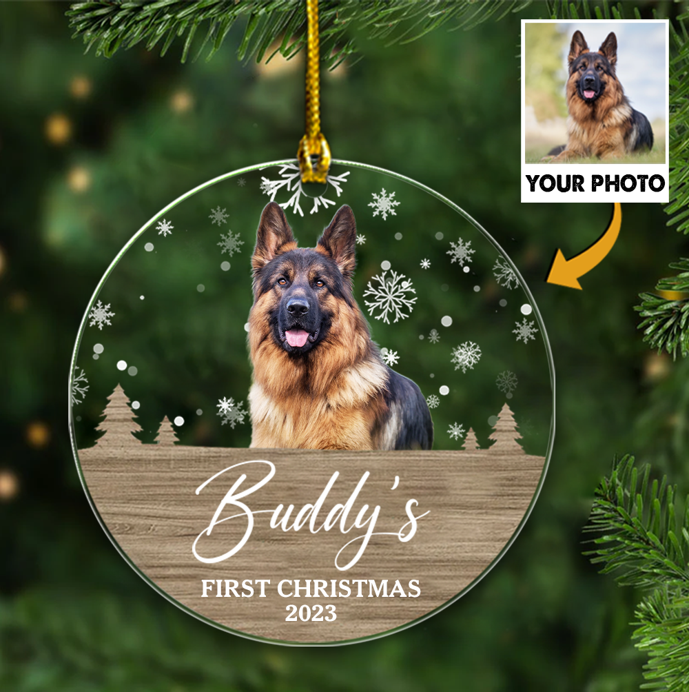 Personalized Dog Ornaments, Gift for Dog Lovers - First Christmas, Custom Photo