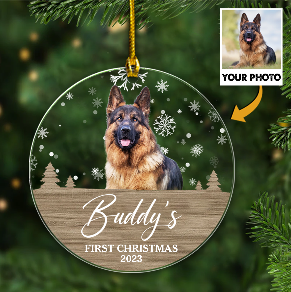 Personalized Dog Ornaments, Gift for Dog Lovers - First Christmas, Custom Photo Pt99
