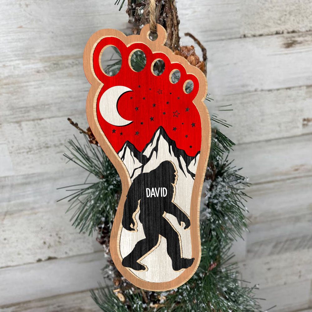 Personalized Bigfoot Christmas Ornament - Bigfoot 2 Layered Wooden Ornament