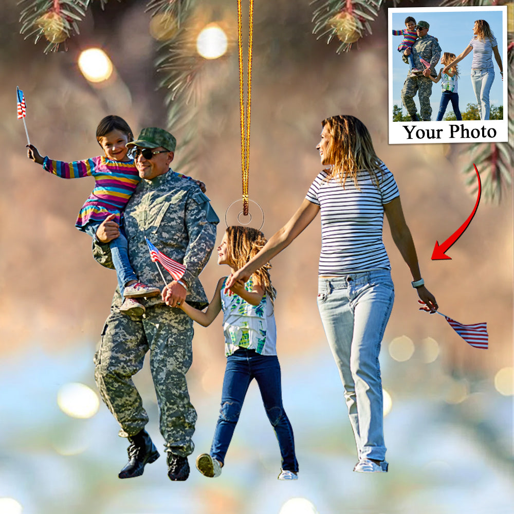 Customized Your Photo Ornament - Personalized Photo Acrylic Ornament - Christmas Gifts For Military Family H2511