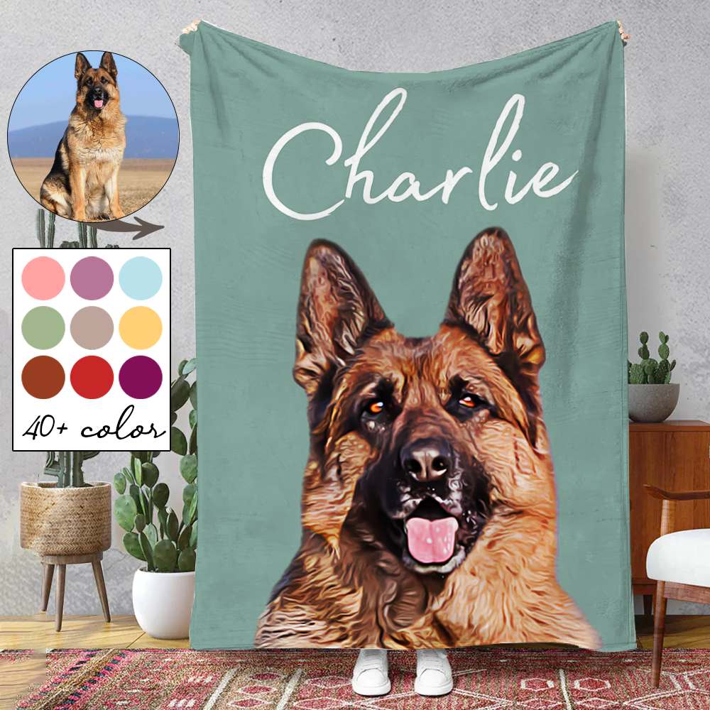 German Shepherd - Upload Your Photo Blanket For Dog Lovers - Custom Photo Pet