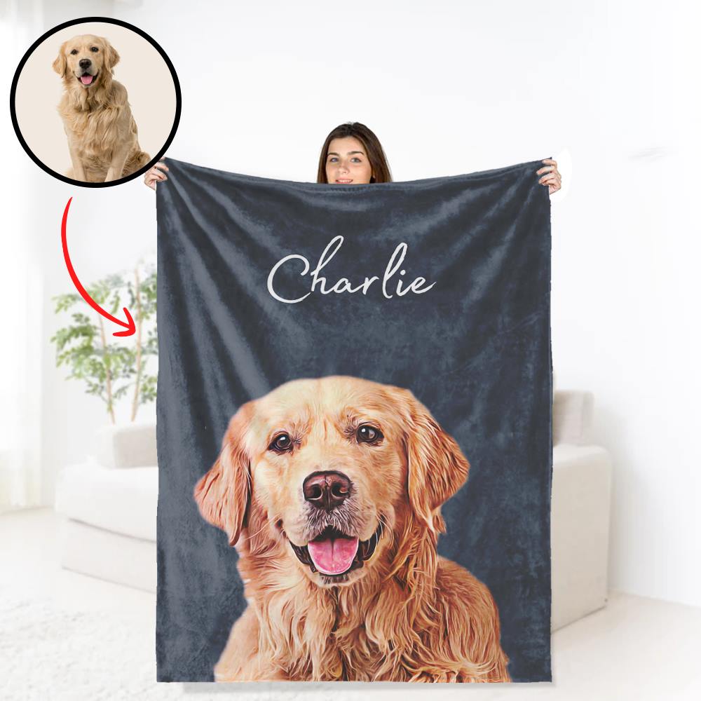 Custom Pet Blanket Using Pet Photo + Name Custom Dog Blanket Personalized Dog Blankets Cat Picture Blanket Pet Photo Blanket Dog Dad Gift