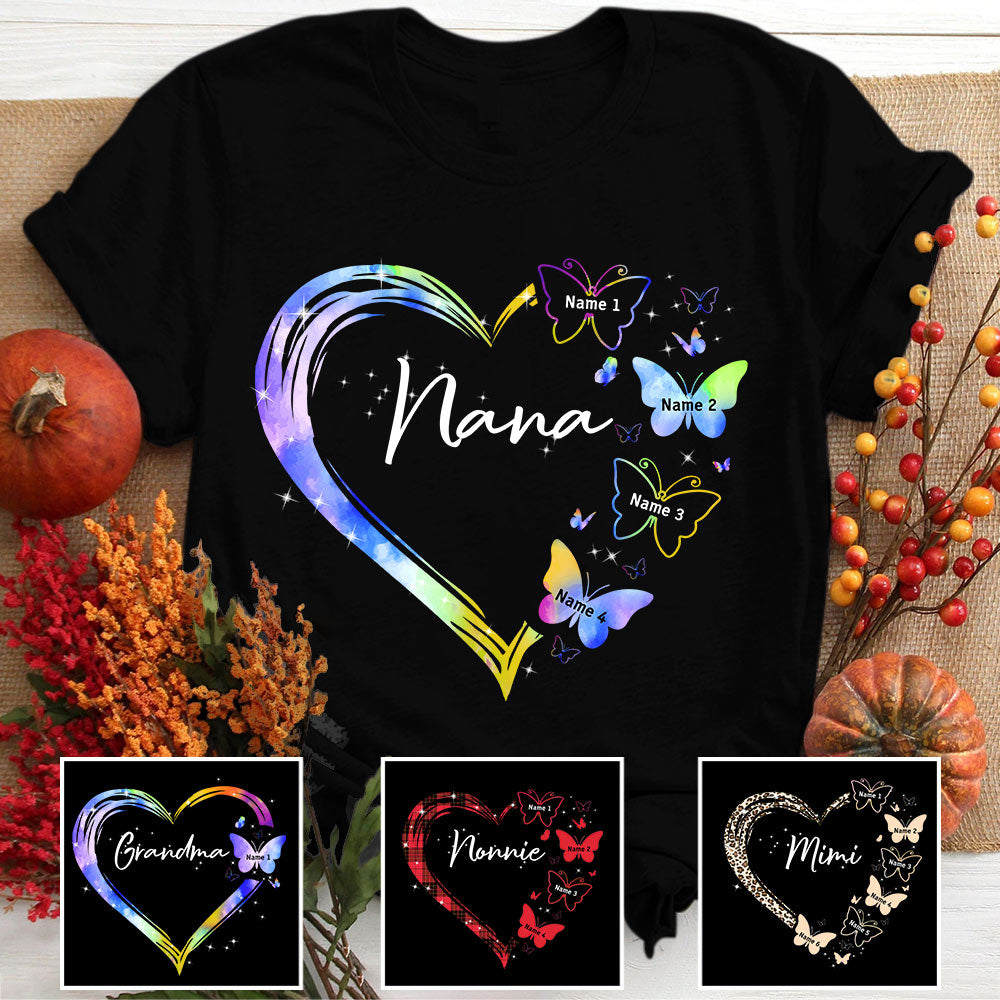 Grandma Heart And Grandkids Hands Custom Shirt Gift For Grandmas Nana