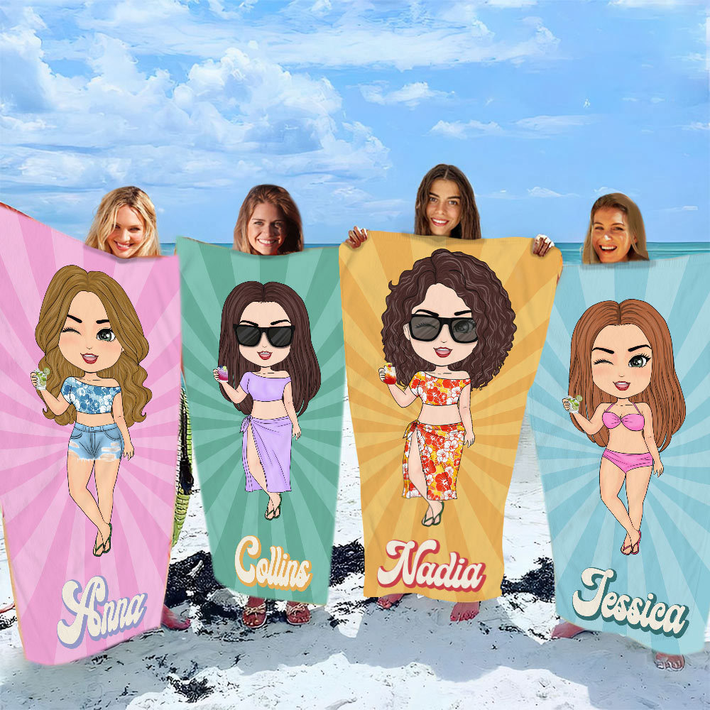Girls Personalized Beach Towel - Gift For Best Friends Sisters Sistas BFF