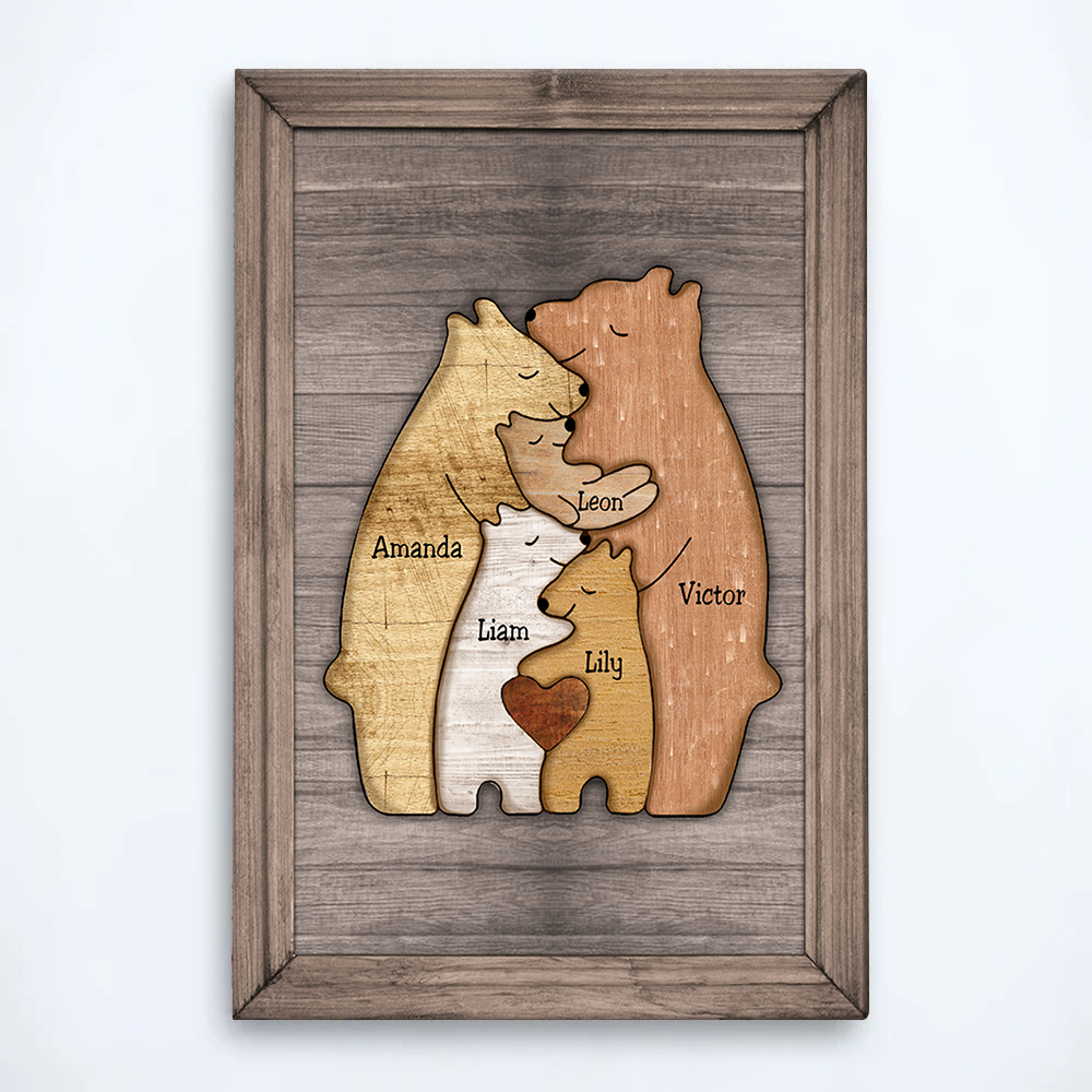 Puzzle Canvas Family Bears Personalized Canvas Print Gift For Mom, Grandma