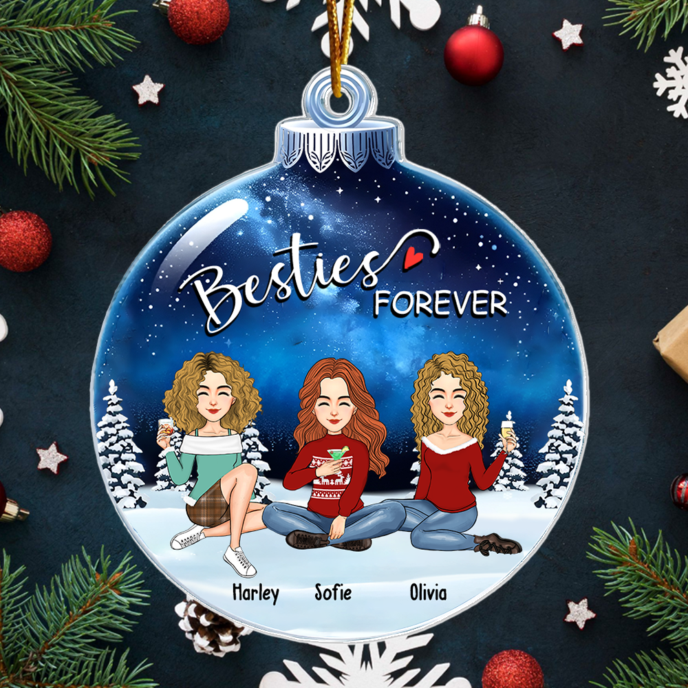 Besties Forever - Personalized Custom Acrylic Snowball Ornament NA02