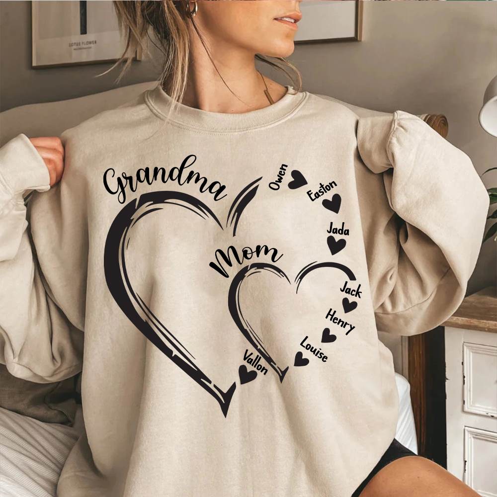 Custom Grandma Mom Heart Shirt Personalized Nana Shirt Mimi Shirt Best Gifts For Mother s Day InterestPod