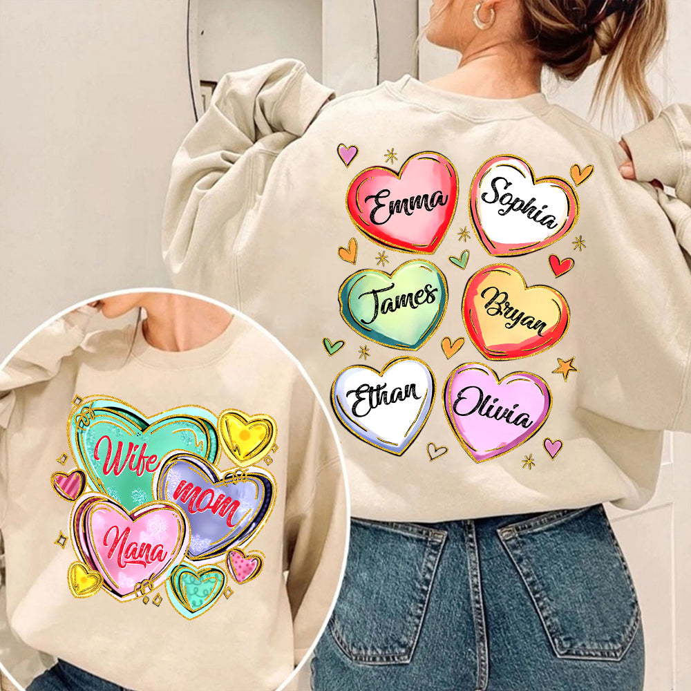 Personalized Grandma Heart Shirt, Custom Nickname Mom Grandma Shirts, Valentine Grandma Mom Gifts
