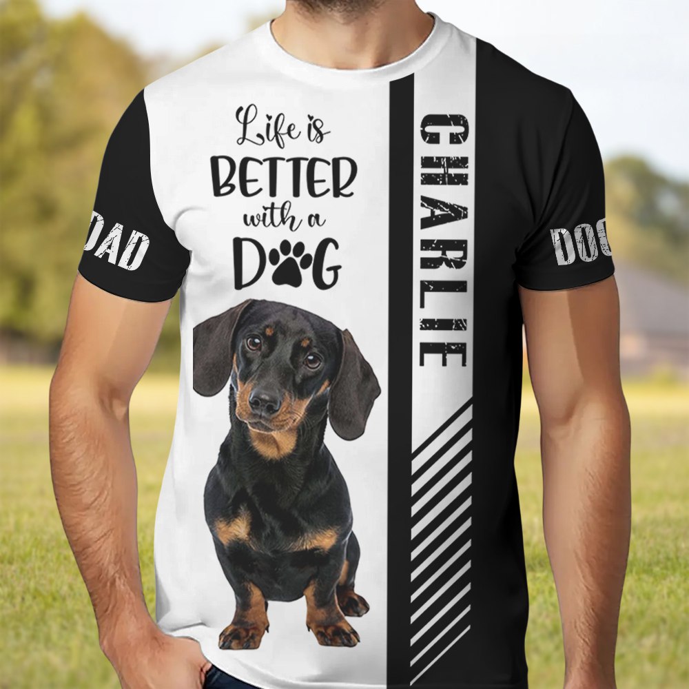 Life Is Better With A Dog, Custom Photo Dog Shirt, Gift For Dog Lover T1807