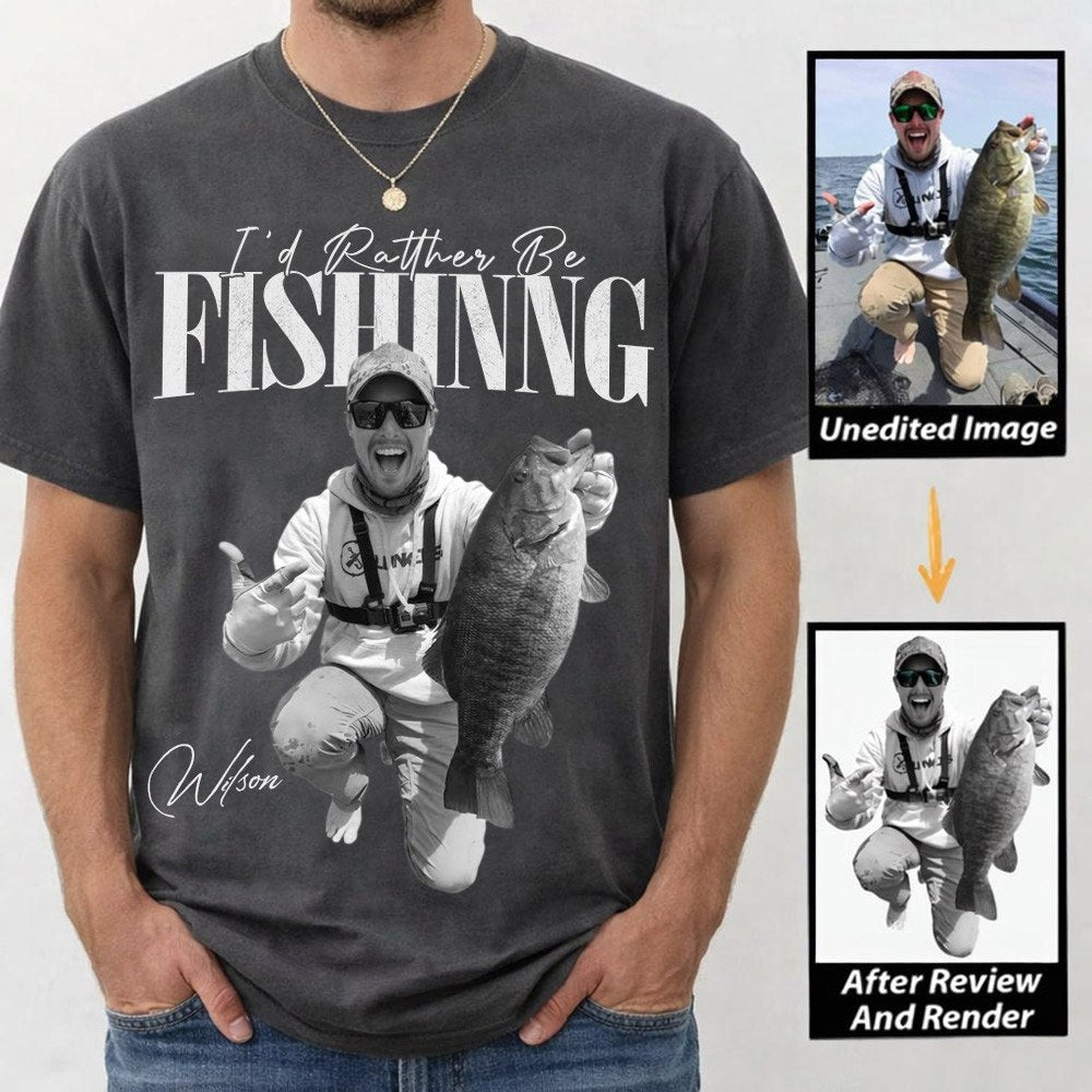 I'd Rather Be Fishing – Washed Tee Retro Bootleg Shirt For Fishing Na02