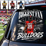 Personalized I'll Always Be Your Biggest Fan Football Car Decal, Custom Football Player Name & Number Sticker, Gift for Sports Moms and Dads T1807 T24