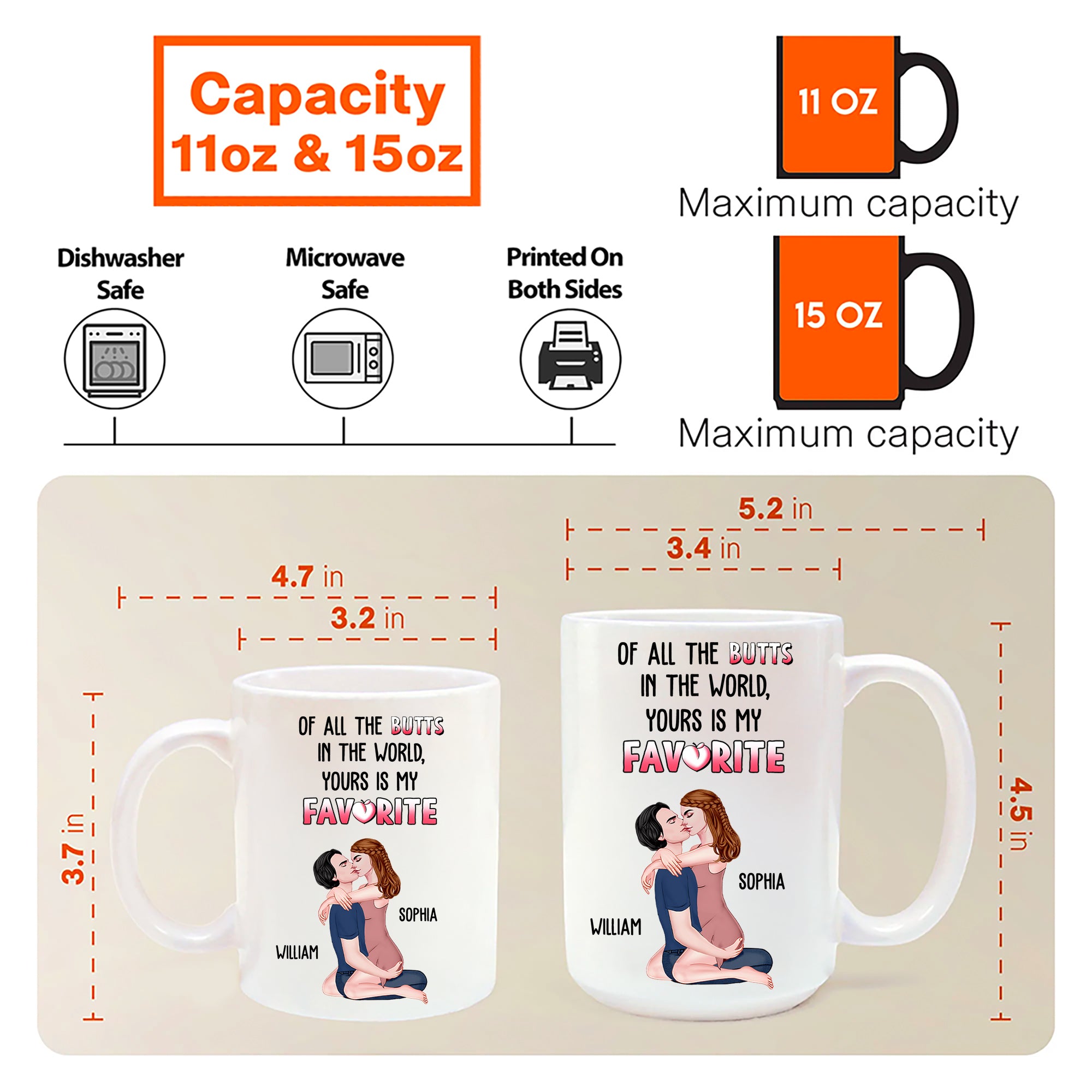 Of All The Butts In The World Yours Is My Favorite - Personalized Color Changing Mugs For Couple