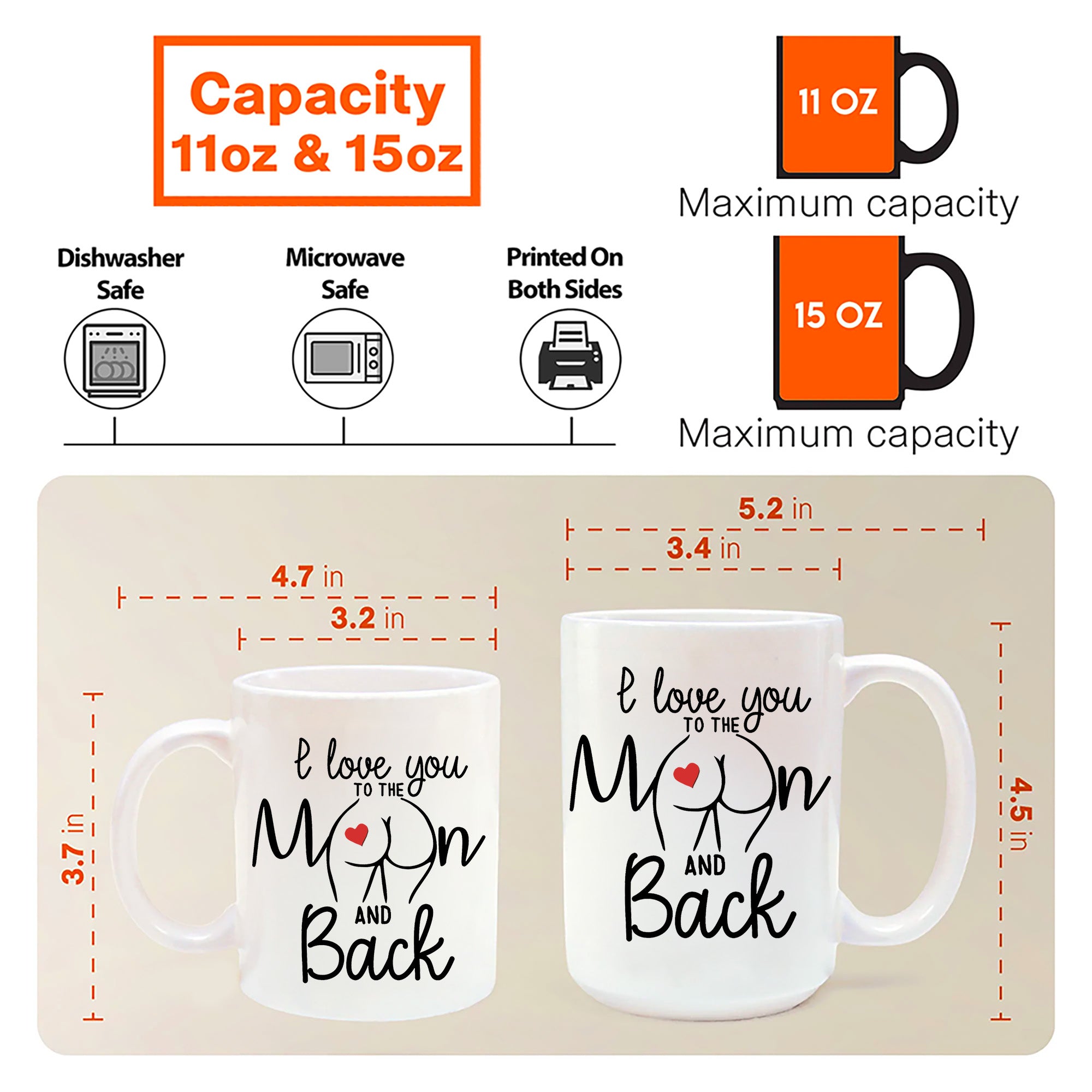 I Love You To The Moon And Back - Personalized Color Changing Mugs For Couple