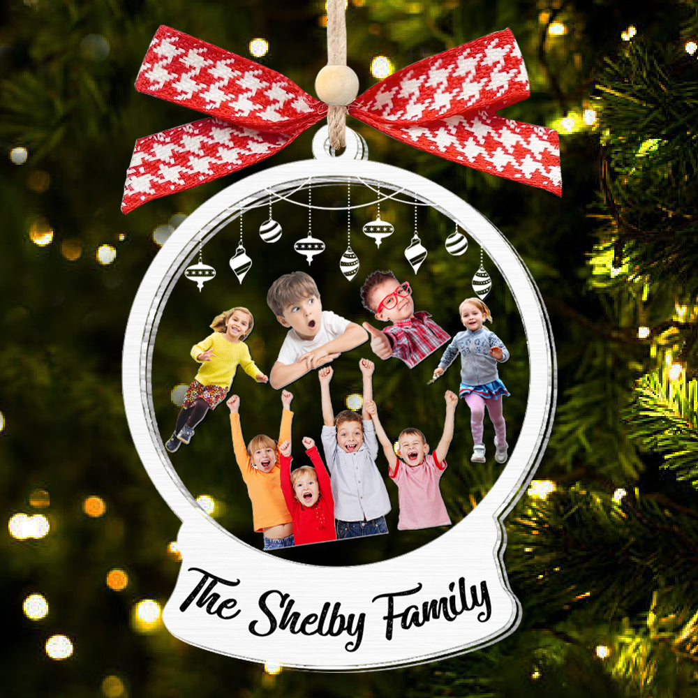 Personalized Photo Family Ornament 2023, Customized Photo Ornament Gift, Custom Family 5 Layered Christmas Shaker Ornament