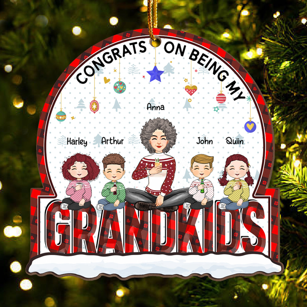 Congrats On Being My Grandkids - Personalized Wooden Ornament