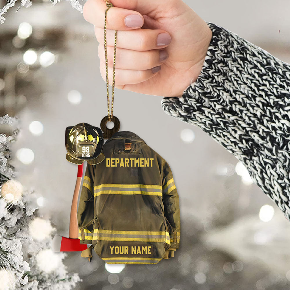 Personalized Ornament Gifts For Firefighter - Custom Ornaments Gift For Fireman - Proud Firefighter American Ornament