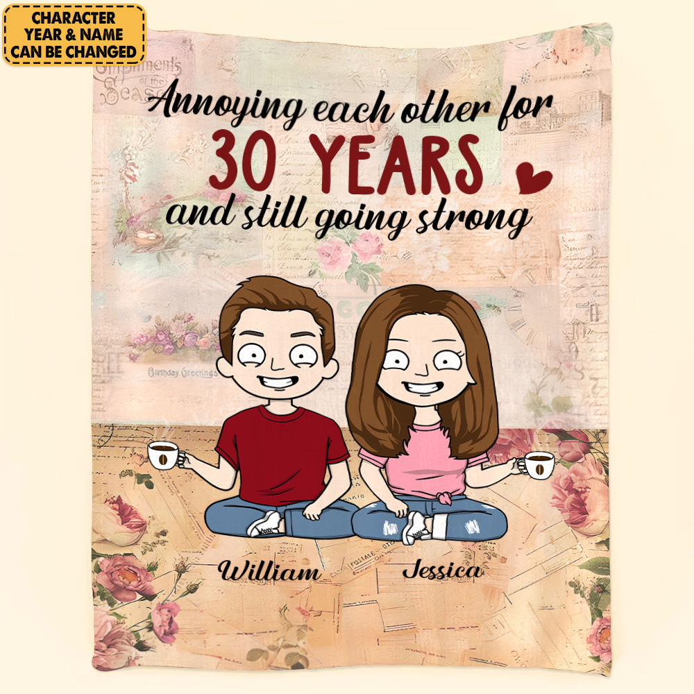 Blanket Gift For Couple Husband Wife - Annoying Each Other For Years And Still Going Strong - Funny Couple Sitting Valentine Gift Blanket