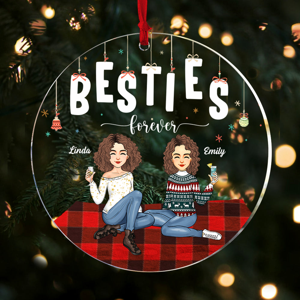 Luxury Ornament Besties Forever - Personalized Acrylic Ornament Gift ...