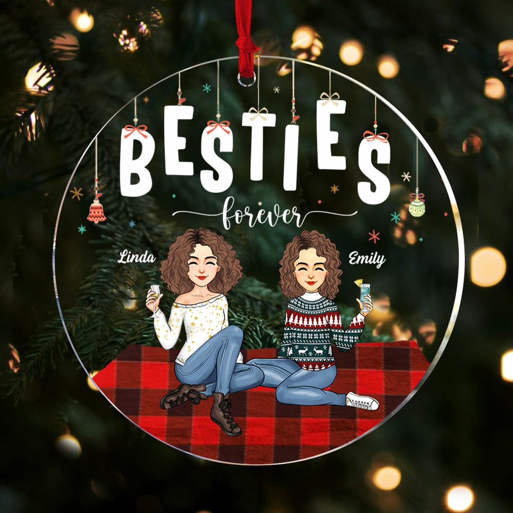 Luxury Ornament Besties Forever - Personalized Acrylic Ornament Gift For Besties, Best Friends