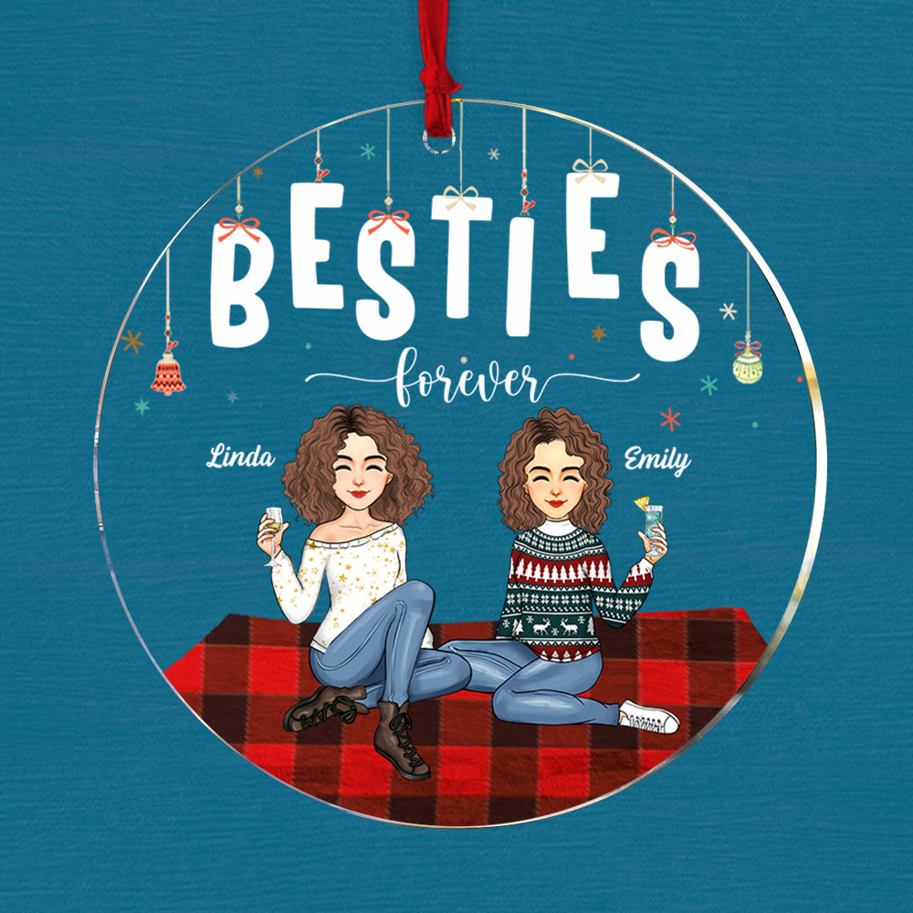 Luxury Ornament Besties Forever - Personalized Acrylic Ornament Gift For Besties, Best Friends