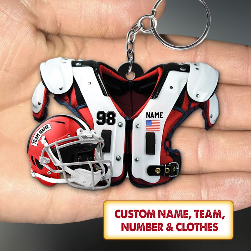 American Football Shoulder Pads Helmet Personalized Acrylic Keychain For Football Lovers