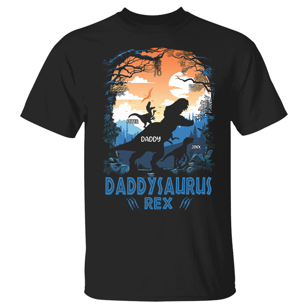 Papasaurus Rex Personalized Shirt Gift For Father's Day Custom Kids K1702