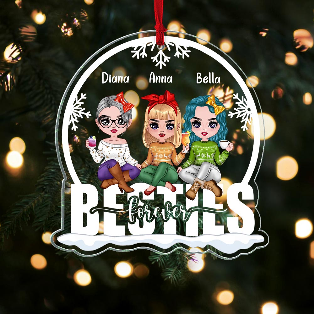 Besties Forever - Personalized Acrylic Ornament - Snow Christmas Ornament