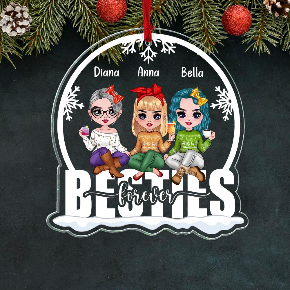 Besties Forever - Personalized Acrylic Ornament - Snow Christmas Ornament