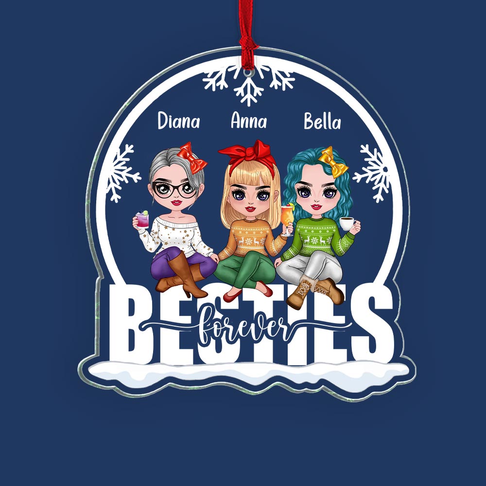 Besties Forever - Personalized Acrylic Ornament - Snow Christmas Ornament