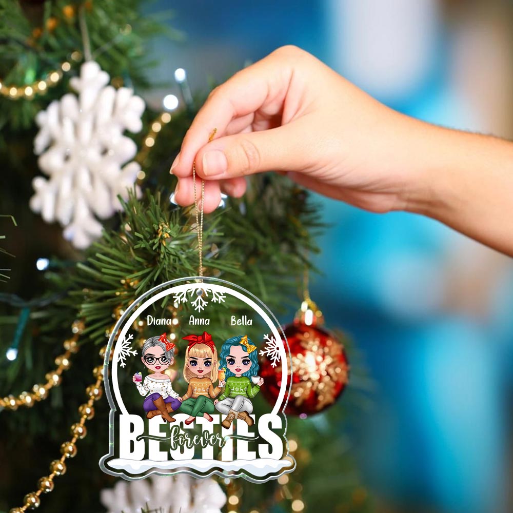 Besties Forever - Personalized Acrylic Ornament - Snow Christmas Ornament