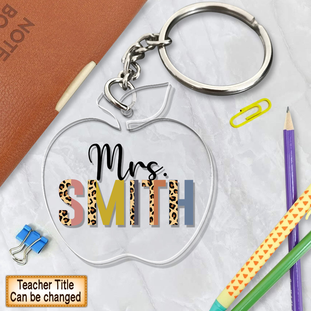 Personalized Title Apple Teacher Title Acrylic Keychain For Teacher Hk10