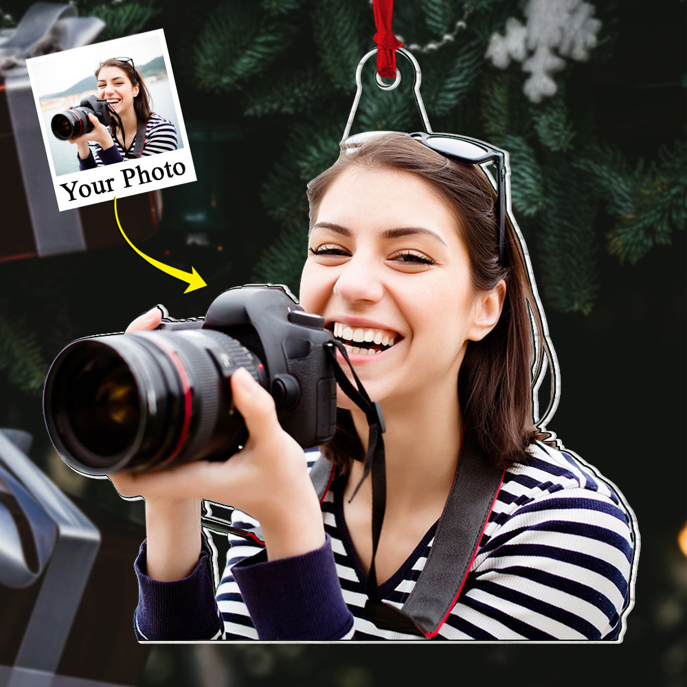 Custom Photo Photographer Acrylic Ornament - Personalized Upload Photo Acrylic Ornament For Photography Lovers