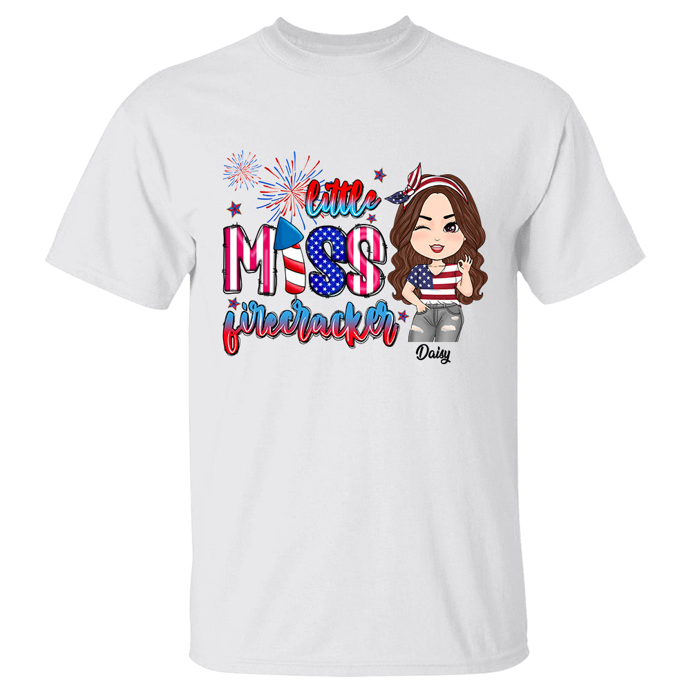 Little Miss Firecracker Custom Shirt For Girl Independence Day