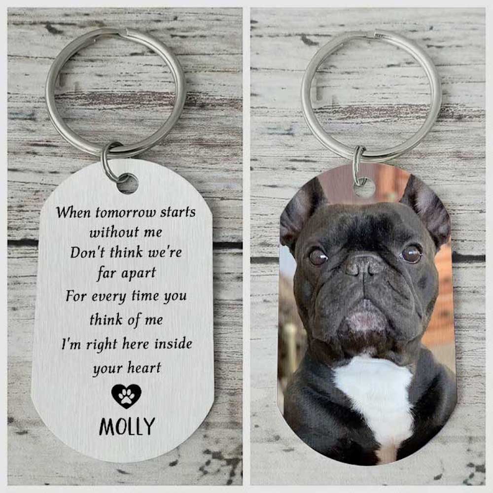 Personalized Keychain Gift For Dog Lovers - For Every Time You Think Of Me, I'm Right Here Inside Your Heart Aluminium Keychain