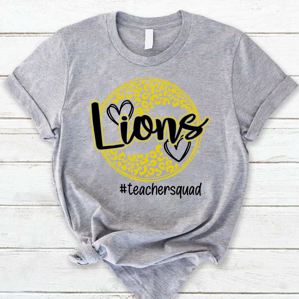 Personalized Lions Mascot Circle Leopard T-Shirt For Teacher
