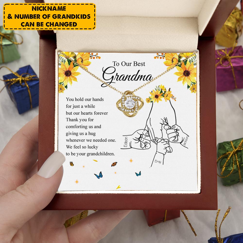 Personalized Necklace For Grandma From Grandchildren - Grandma Hand Sentimental Gifts From Granddaughter Grandson