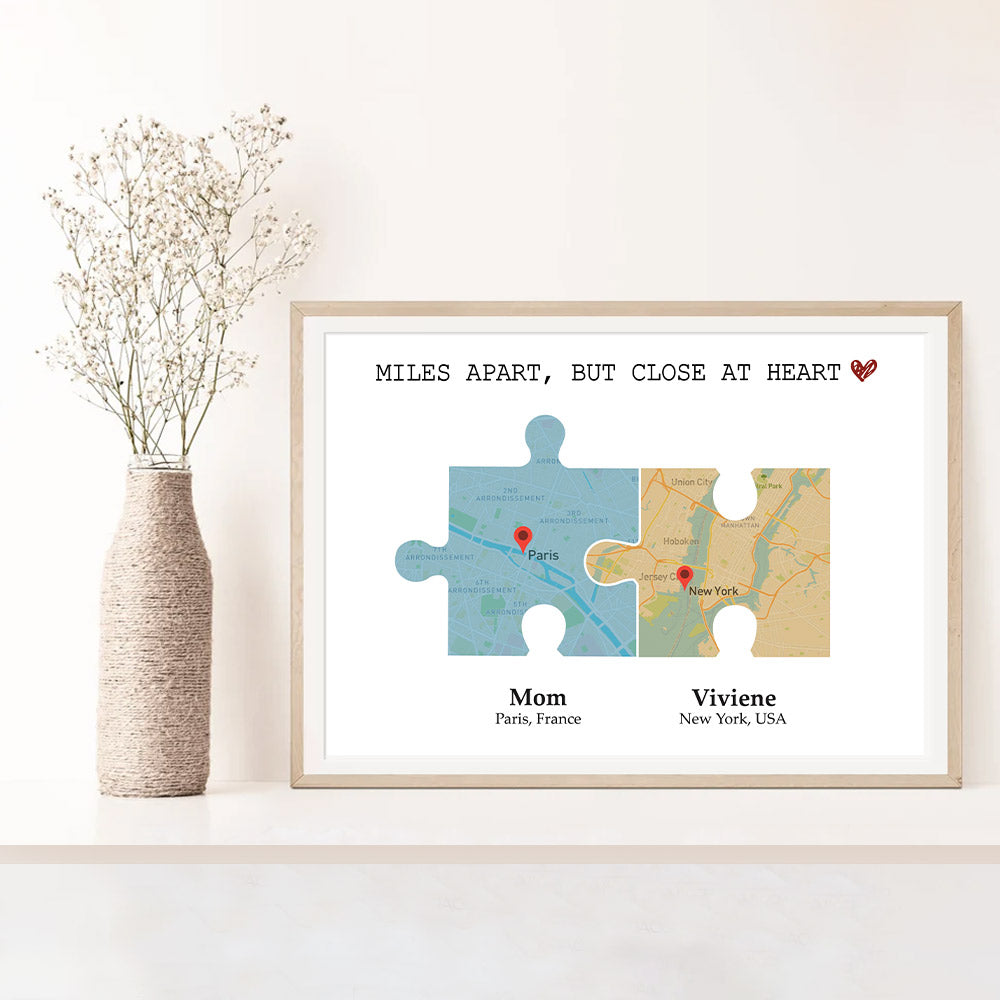 Personalized Miles Apart But Close At Heart World Map Gift For Long Distance Relationship