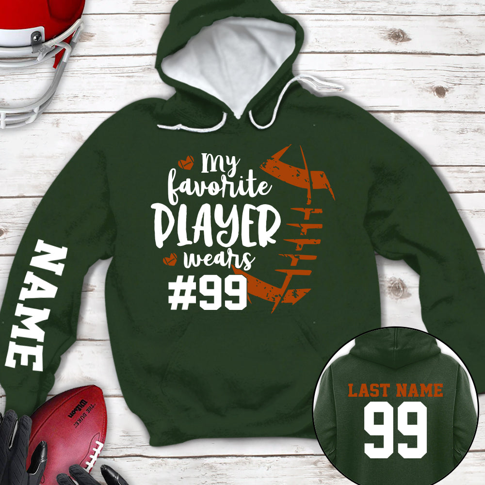 Personalized Shirt My Favorite Player Wears Football Number All Over Print Shirt For Football Mom Grandma Family Member Game Day Shirt H2511